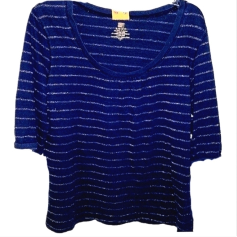 Navy Blue Sparkling Stripes Top